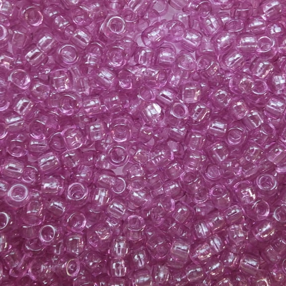 Pony Beads Lt Purple Lavender Transparent Crow Beads 6x9mm Large Hole Made in USA