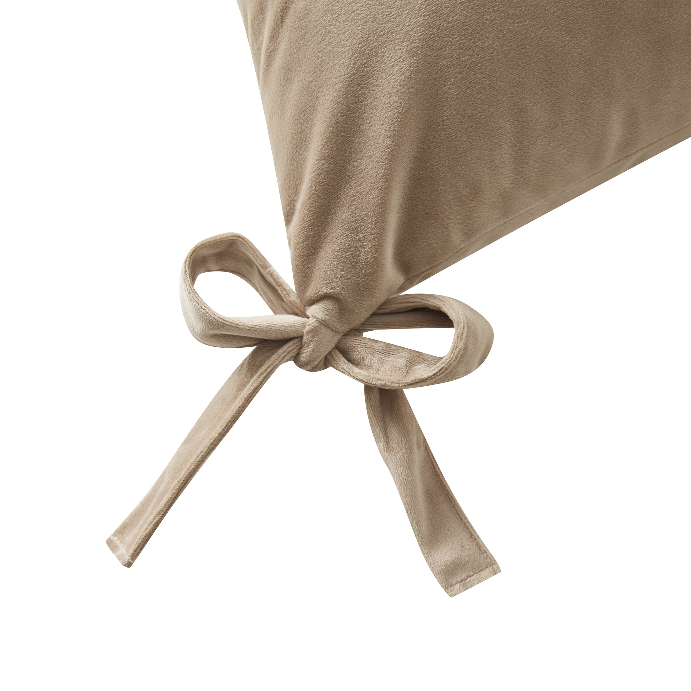My Texas House 20" x 20" Taupe Velvet Bow Decorative Pillow Cover