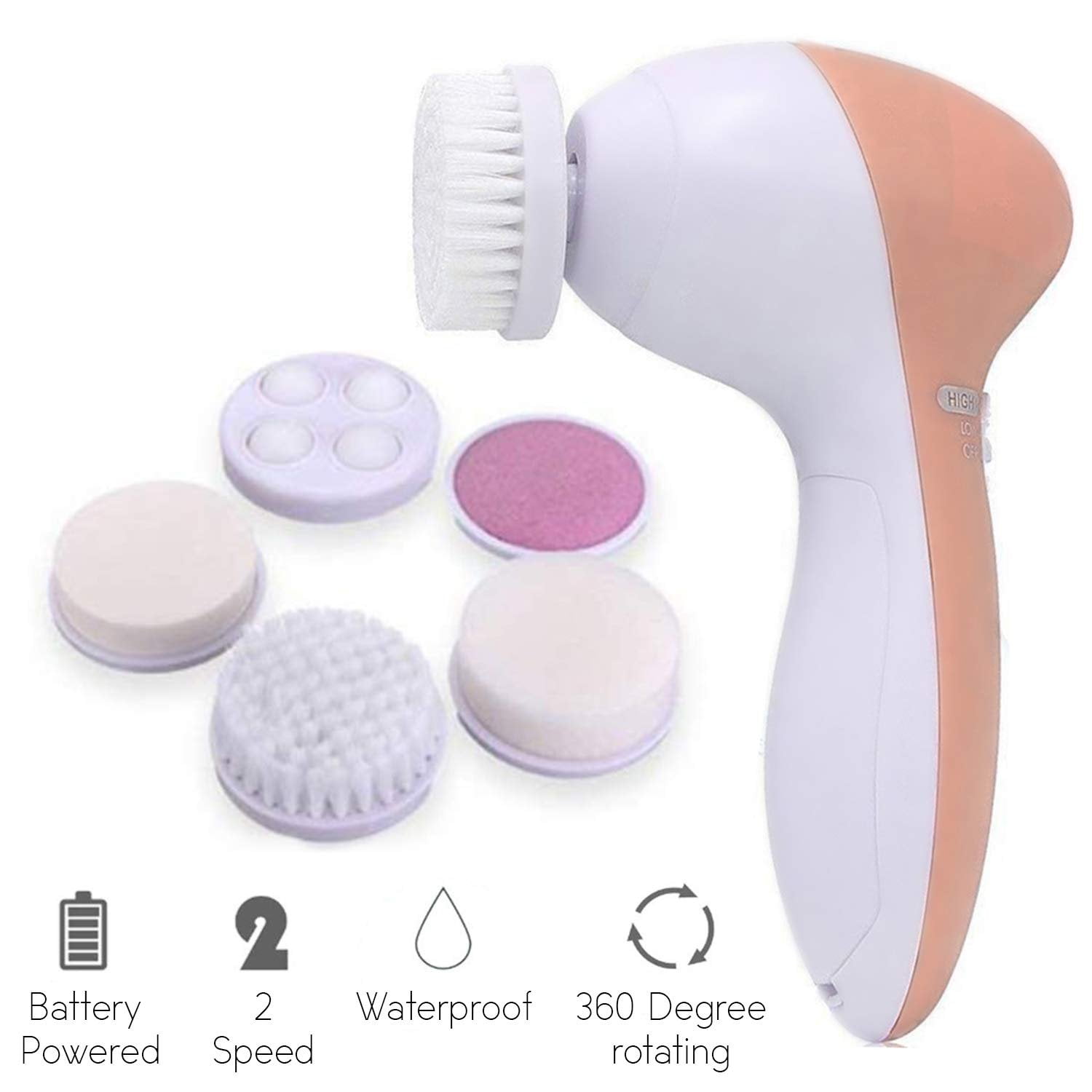 5 in 1 Facial cleansing brush waterproof face spin brush set, deep cleansing, gentle