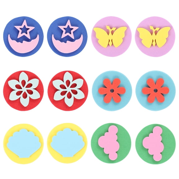 Dalidasy 12pcs Sponge Painting Shapes EVA Stamp Flower Stampers for Graffiti Tool Teacher Kindergarten Rewards
