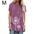 thumbnail image 1 of yingyy Femmes T-shirt Imprimé Casual Chemisier Manches Courtes Col Rond Top, Bleu, S Violet M, 1 of 5