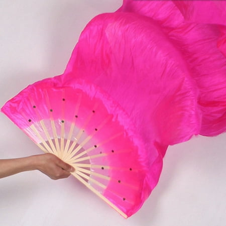 

ASCZOV Women Dance Costume Bamboo Long Silk Fans Veil Silk Fan