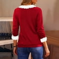 thumbnail image 6 of Christmas Fuzzy Fleece Pullover Tops, V Neck Long Sleeve Sweater Tops, Fall Trendy Blouses, 6 of 7