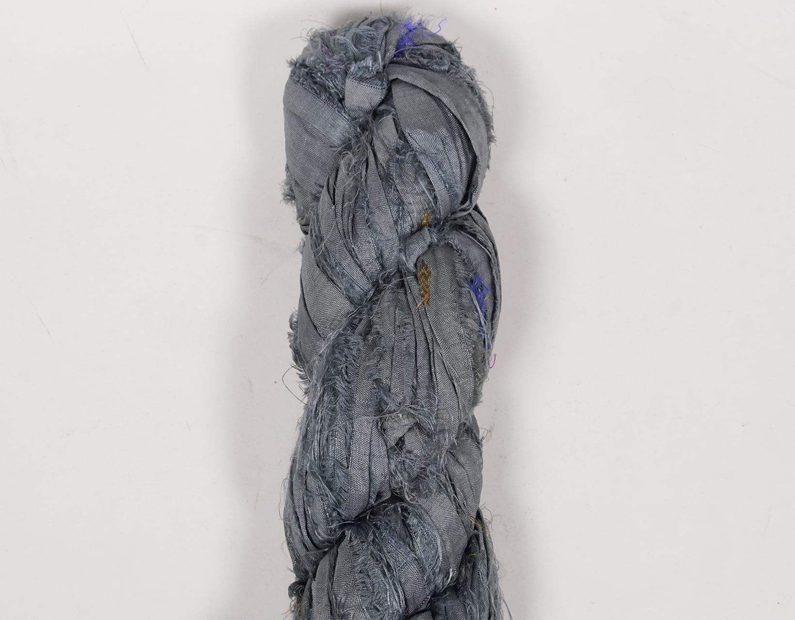 Vintageandyou 300g Recycled Sari Silk Ribbon Yarn | Pack of 3 Upcycled Silk Skeins | Handcut & Hand Joined Ribbon for Crochet, Macram, Weaving, Knitting, Jewelry Making & Fiber Art | Blue