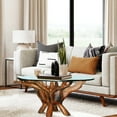 thumbnail image 3 of Chic Teak Rustic Teak Wood Root Live Edge Coffee Table Including 43 Inch Round Glass Top, 3 of 5