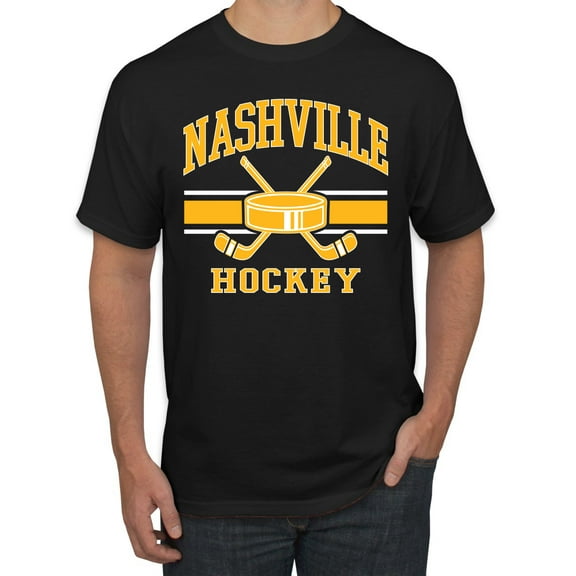 Wild Bobby City of Nashville Hockey Fantasy Fan Sports Men's T-Shirt, Black, Small