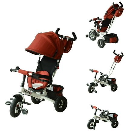 Anself Outdoor Sturdy Steel Frame 2-in-1 Lightweight Adjustable Convertible Tricycle (Best Stroller For The Money)