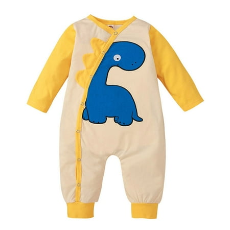 

Dadaria Baby Boys Girls Clothes Newborn 3-24M Newborn Infant Long Sleeve Cartoon Dinosaur Printed Romper Jumpsuit Yellow 86 Toddler