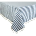 thumbnail image 2 of Fennco Styles Modern Striped Tassel Cotton Blend 55 x 55 Inch Tablecloth - French Blue Table Cover for Banquets, Holiday, Special Events, Outdoor and Home Décor, 2 of 4