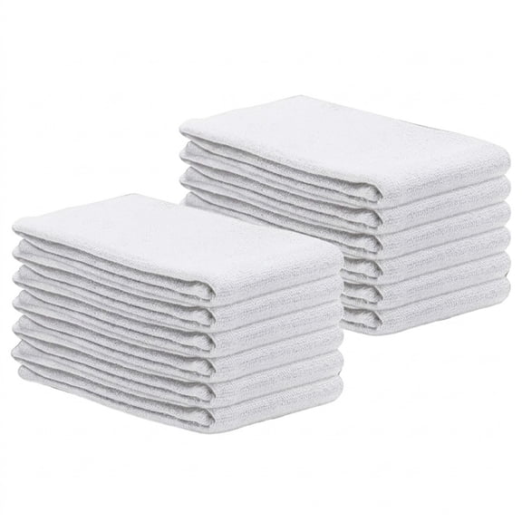 SupremePlus Premium Huck Towels 15" x 30" Window Commercial Lint-Free Multipurpose 100% Cotton Household Cleaning Cloths & Wipes, White, 12 Count