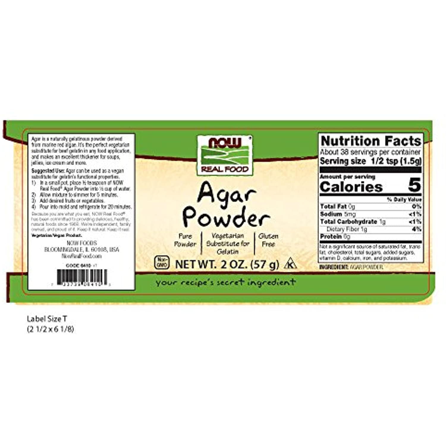 Agar Agar Powder, Vegan Unflavored Gelatin Substitute, Non-GMO, Gluten  Free, No Additives and Preservatives, 4oz