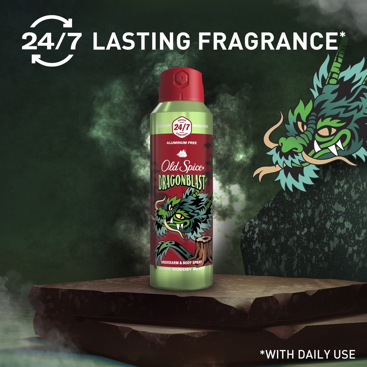 Old Spice Aluminum Free Body Spray for Men, Dragonblast, 5.1 oz
