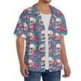 thumbnail image 2 of Pofeuu happy Skull rose Print Mens Casual Short Sleeve Shirts Beach Summer Spread Collar Pocket Tops Men's Casual Short-sleeved Shirt-Large, 2 of 5