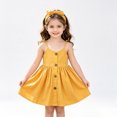 thumbnail image 2 of Angala Everyday And Party Dress For Girls Sleeveless V-Neck Solid Color With Sweet Headwear Girls Back To School Dresses, 2 of 5
