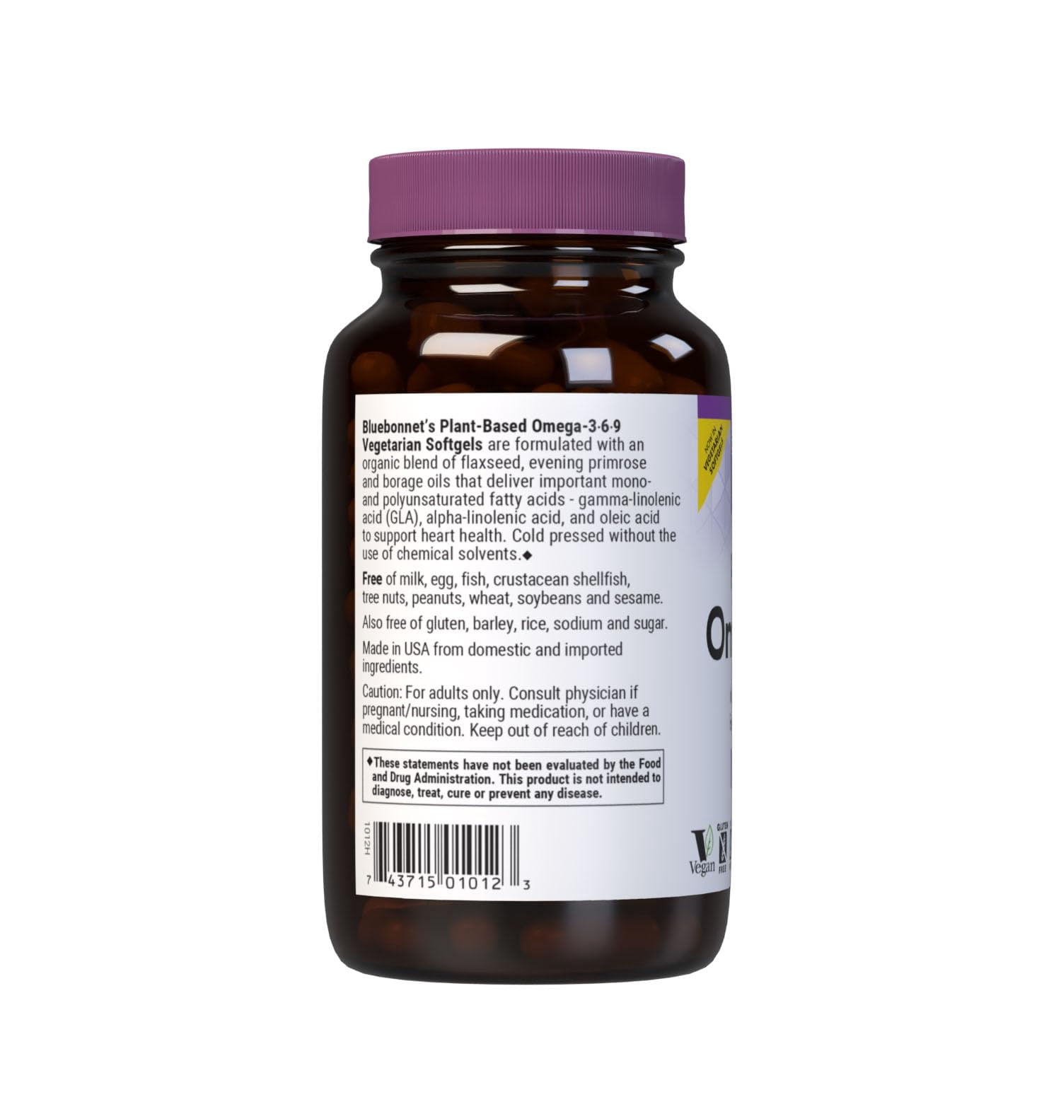 Bluebonnet Plant Based Omega 3-6-9-1000mg for Heart Health* – Cold Pressed Oil – 90 Days