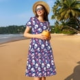 thumbnail image 4 of Naloa Skull cartoon flower Print Womens Summer A-Line Dress with Pockets,Short Sleeve Dresses,Flowy Beach Swing Dress for Vacation Travel, 4 of 6