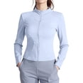 thumbnail image 3 of Women's Slim Fit Full Zip Jacket with Stand Collar and Lightweight Fabric Featuring Breathable Material for Yoga Classes Gym Workouts Running Sessions Morning Walks Casual Outings Blue M, 3 of 7