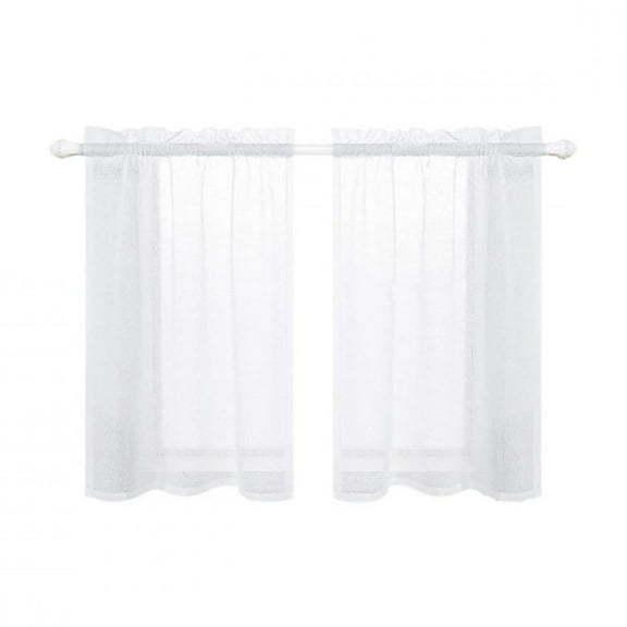 1Pcs Waterproof Sheer Short Curtains for Living Room Solid Colour Voile Panels Kitchen Cafe Tulle Window Treatments Rod Pocket