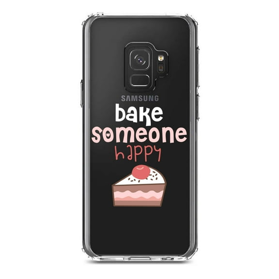 DistinctInk Clear Shockproof Hybrid Case for Samsung Galaxy S9 (5.8" Screen) - TPU Bumper Acrylic Back Tempered Glass Screen Protector - Bake Someone Happy