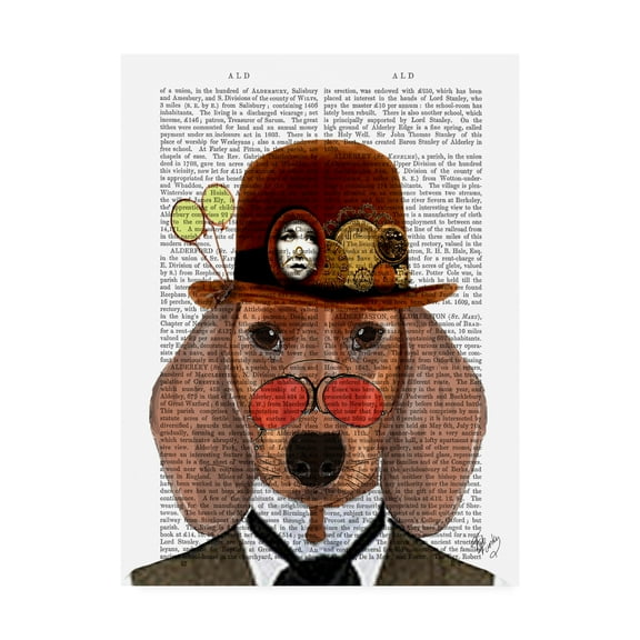 Trademark Fine Art 'Dachshund With Steampunk Bowler Hat' Canvas Art by Fab Funky