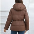 thumbnail image 4 of GrmtClth Winter Jackets for Women Fashion Thicken Warm Zip Up Quilted Coats with Hood Soft Comfy Long Sleeve Fall Winter Outerwear Coffee L, 4 of 4
