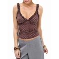 thumbnail image 2 of Women'S Lace Tank Top Deep Plunge V Neck Tops Going Out Crop Shirt Summer Camisole Brown Polka Dots XL, 2 of 8