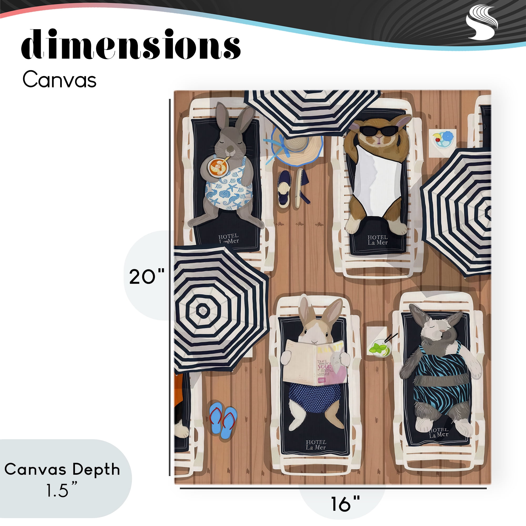Stupell Industries Rabbits at Hotel La Mer Canvas Wall Art, design by Hanna Melin