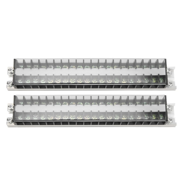 Bloc de Jonction, 2pcs Double Ligne Terminal Bloc de Bande de Jonction Double Rangée Haut de la Ligne