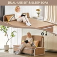 thumbnail image 2 of 60" 3 in 1 Pull Out Sofa Bed, Full Size Convertible Sleeper Loveseat with Storage, Trundle & 2 Pillows, Saddle Tan, for Living Room/Dorm/Bedroom/Office/RV, 2 of 9