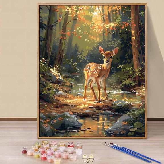 JYLMOOD DIY Paint by Number for Adults, Easy Painting by Numbers for Gift Home Wall Decor 16x20in without Frame, Colored Canvas - Deer