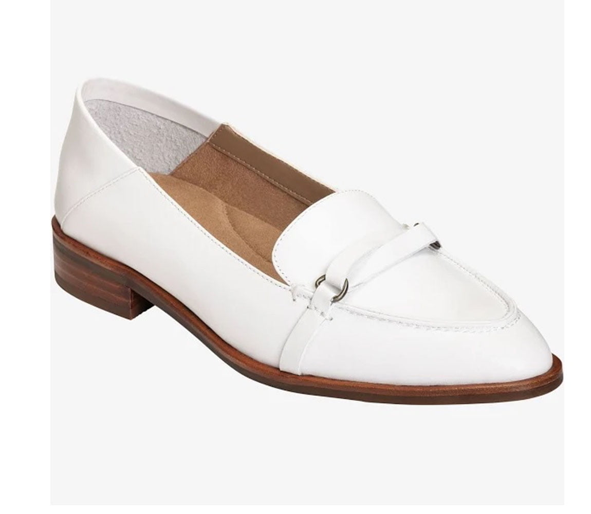 Aerosoles Womenu0027s South East Shoe White Leather Slip On Loafer (6 Wide,  White Leather)
