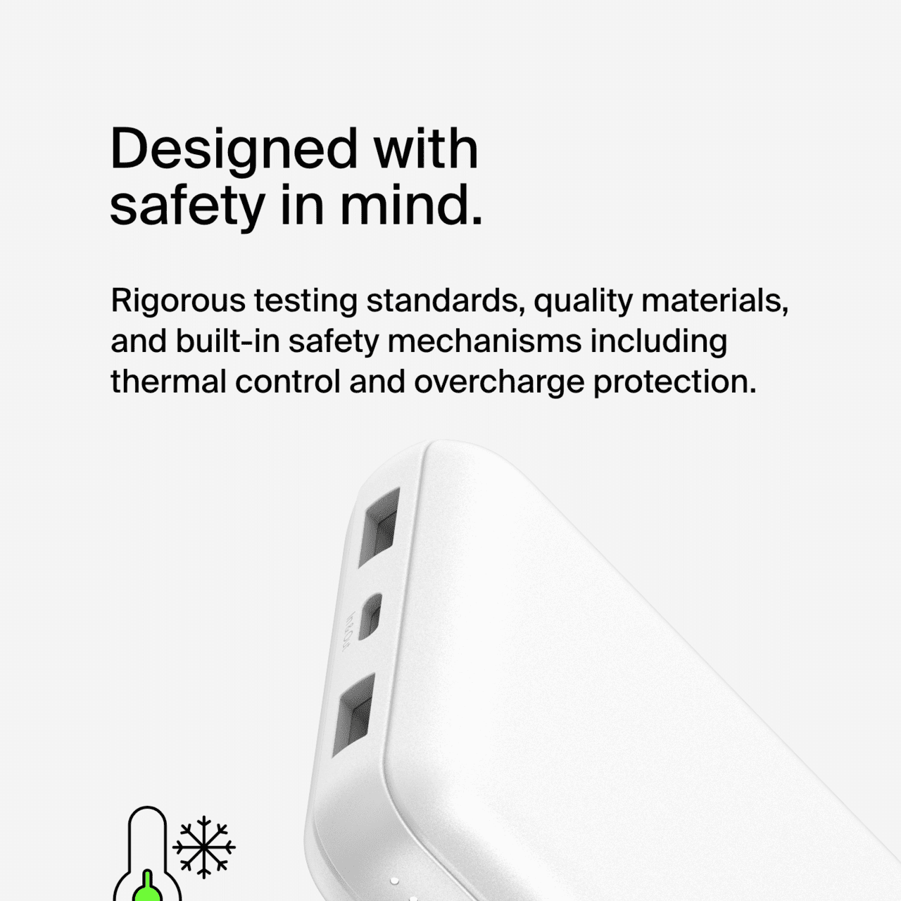 Belkin 20K Power Bank, USB-A & C 15W, White with Overcharge Protection, Portable Power Pack