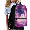 thumbnail image 3 of Uourmeti Cat and Moon Pattern Backpack for School Vacation, Rich Texture Durable Fabric School Backpack Smooth Zippers Student Bookbag, 3 of 6