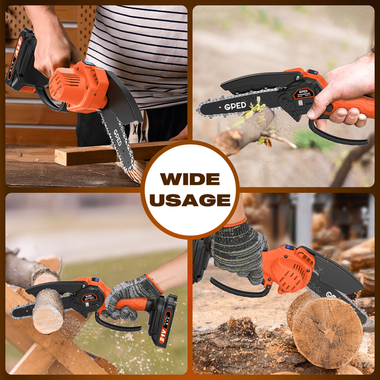 GPED Mini Chainsaw, 6 inch Portable Electric Chainsaw Cordless