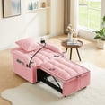 thumbnail image 5 of S-HOME 3-in-1 Convertible Sleeper Chair Sofa Bed with USB Port and Cup Holders for Small Spaces and Versatility, Pink, 5 of 14