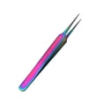 thumbnail image 2 of OdontoMed2011® Set of 2 Stainless Steel Multi Titanium Rainbow Color 3d Eyelash Extension Tweezers a Type Straight + x Type Self Retracting Straight Fine Point Jewelry-making, Laboratory Work, 2 of 5