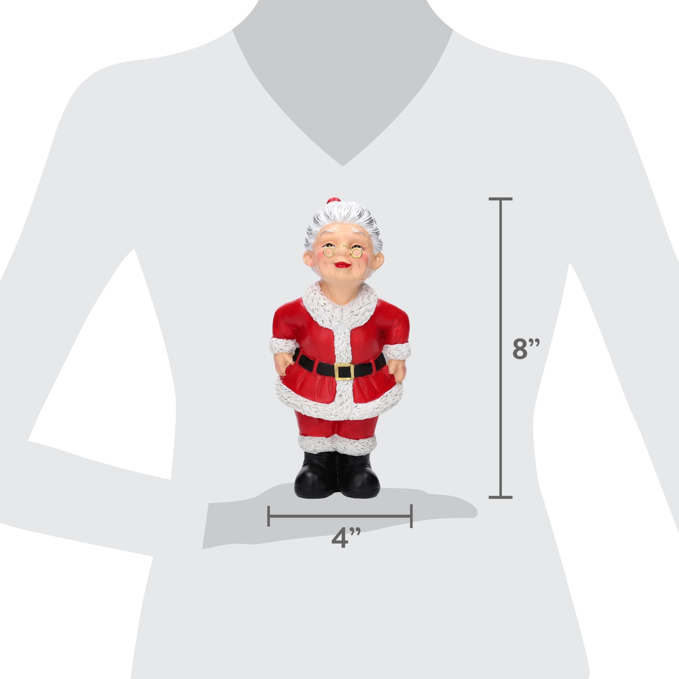 Mrs. Claus Christmas Decoration, Red and White, 8", by Holiday Time