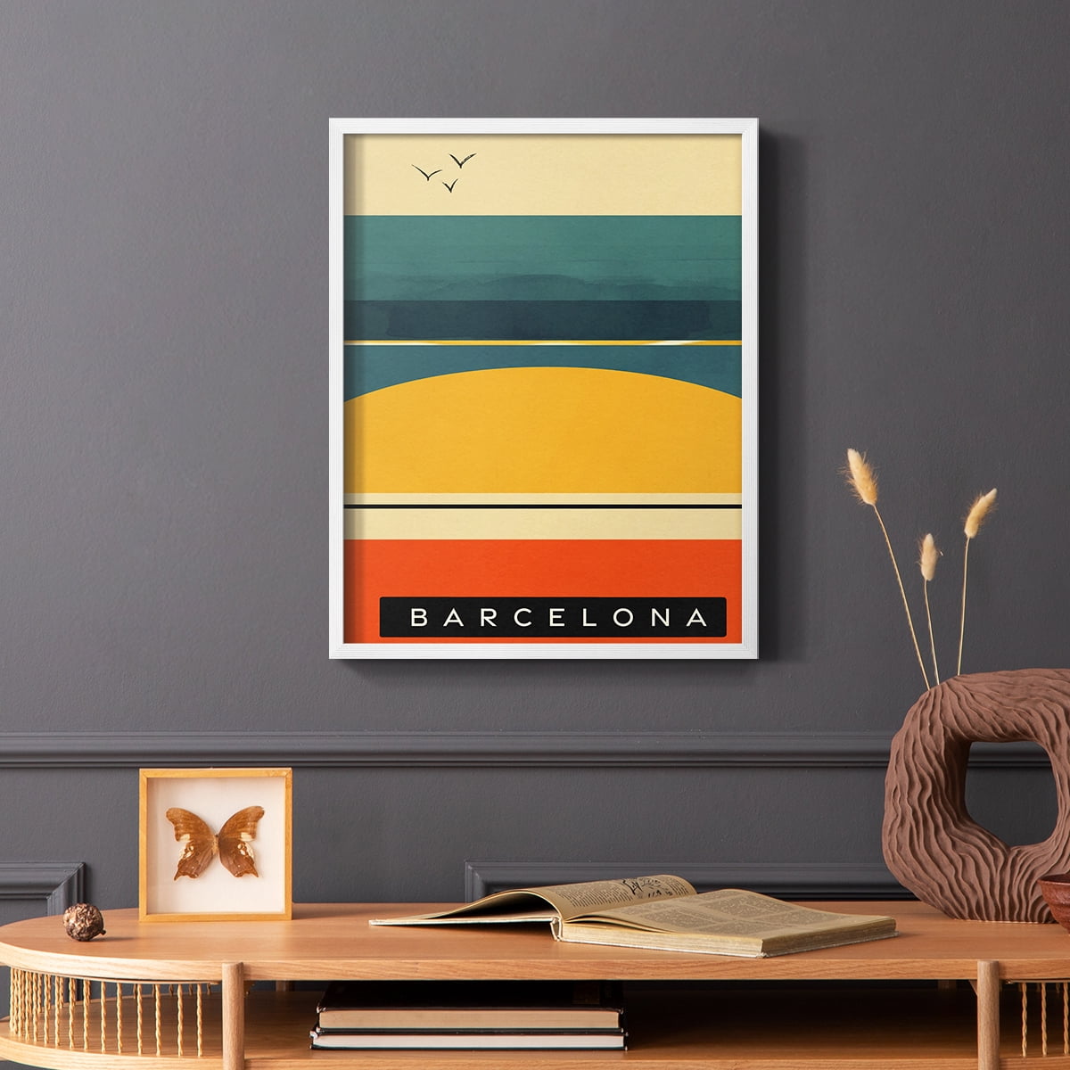 Summer Abroad II Framed Print in White Solid Wood Framed Print No Nail Hanging