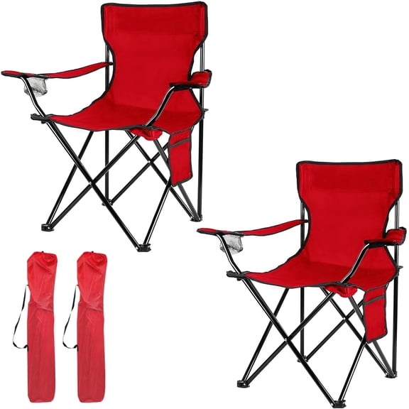 Folding Camping Chair Lightweight Portable for Beach Lawn Outdoor Sports 2 Pack Red