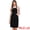 Black, variant on Midi Pinafore Dress with Adjustable Straps and Pockets Medium Brown