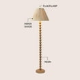 thumbnail image 2 of JONATHAN Y Wren 61.5" Modern Rustic Bobbin Pleated Paper Shade/Resin LED Floor Lamp, Brown Wood Finish/Light Brown, JYL5400A, 2 of 5