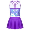 thumbnail image 5 of CHICTRY Girls 3-pc Swimsuit Floral Top with Bottoms and Skirts Bathing Suit Serene Camellia Purp 7-8, 5 of 7