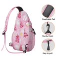 thumbnail image 3 of Sling Backpack,Pink Christmas Tree Sling Bag with Water Bottle Holder,Waterproof Sling Bag for Men/Women with Headphone Jack for Hiking,Travel, 3 of 6