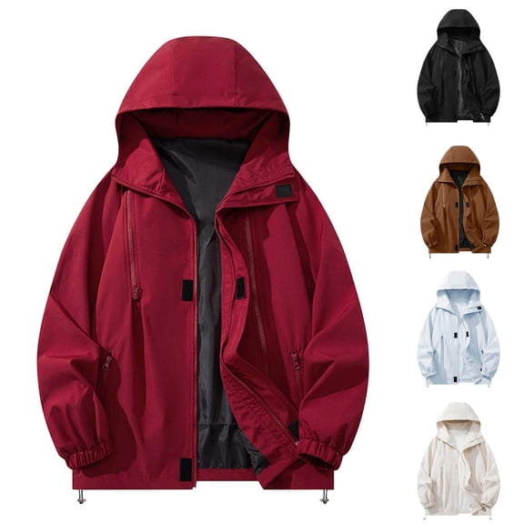 KeShDi Jackets for Men Men's Outdoor Windproof and Waterproof Long Sleeved Hooded Workwear Jacket Jacket Black 2X