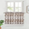 thumbnail image 2 of Eastvita Layer Curtains, Geometric Pattern Short Bathroom Curtains, Lattice Pattern Half-Window Kitchen And Cafe Curtains, 27*24", Taupe/Brown, 2-Piece Set, 2 of 7