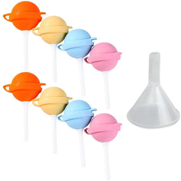 8 Pcs Silicone Lollipop Ice Pop Mold with Funnel, DIY Tool with Creative Sphere Ice Pop Mold Design, food-safe Reusable Colorful Treat Trays for Parties Home DIY Gifts