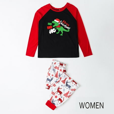 

Christmas Gifts Matching Family Christmas Pajamas Set Women Mommy Print Blouse Tops And Pants Xmas Family Pajamas Loungewear Sleepwear Polyester Black Xl