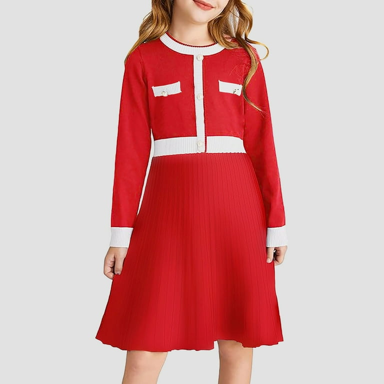 Toddler Girl Wedding Guest Dress Fall Dress Toddler Girl Girl Dress Long  Sleeve Sweater Ruffle Button Front Knit Casual Fall Winter Dresses for  Girls - Walmart.com