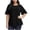 Black, variant on Women's Ruffle Short Sleeve T-shirts Plus Size Side Split Tops Crew Neck Loose Fit Tunic Tees Flowy Hide Belly Tee Shirts Purple XXXL