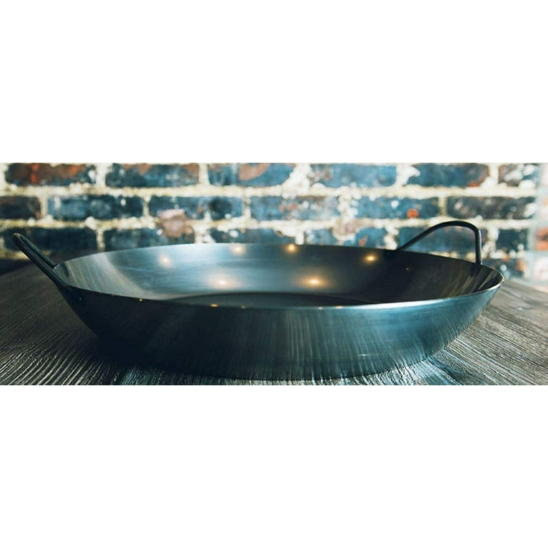 Matfer Bourgeat Black Carbon Steel Paella Pan, 14 1/8